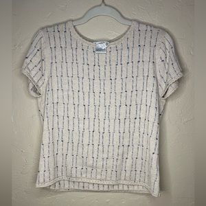 Talbots Petite knitted cream with blue woven stitching